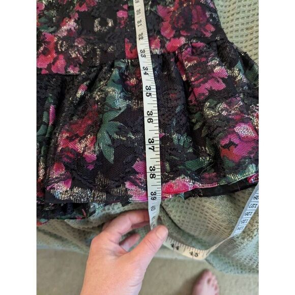 Vintage Judy Hornby Couture Women's Size m Black Pink Floral Lace Dress - Picture 6 of 8